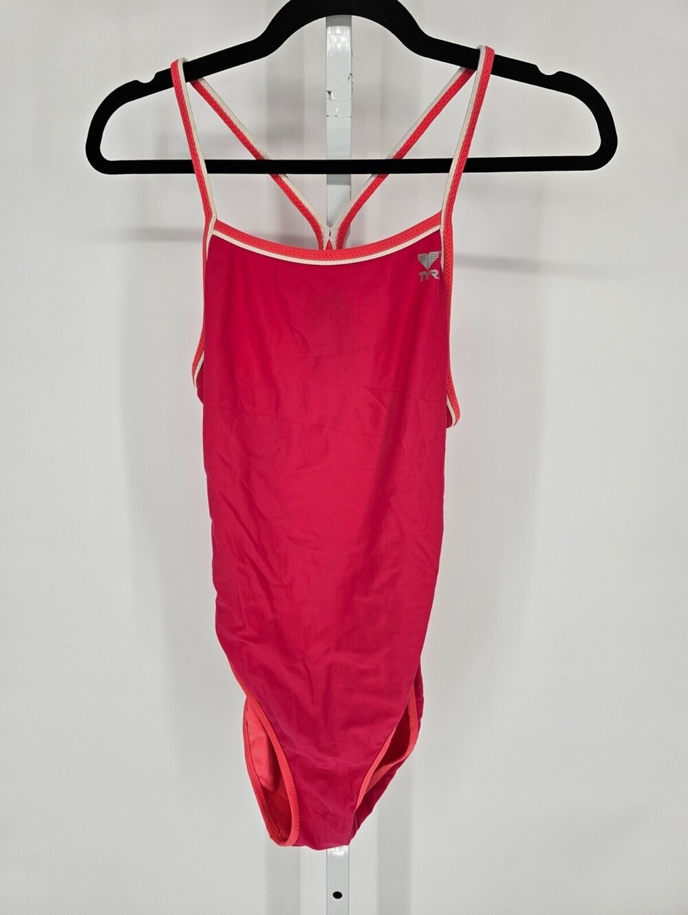 TYR Girls Sz XL Reversible One Piece Swimsuit Coral Pink Athletic